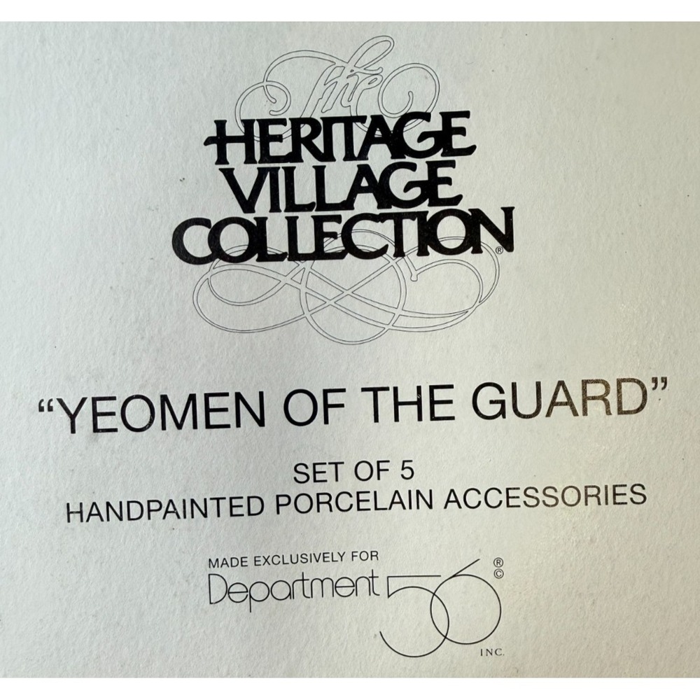 Dept 56 Heritage Village Yeomen of the Guard Set of 5 Porcelain Accessories - Picture 2 of 5